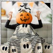 舒适法兰绒万圣节毛毯 - 橙色、黑色、绿色可爱有趣的幽灵设计 | 柔软涤纶，适合沙发、卧室装饰 | 送给朋友和同学的完美礼物 万圣节枕头套 万圣节枕头 - 多色 - 查看 9