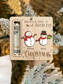 1 件木制钱罐圣诞装饰品，经典风格个性化木制工艺品，带有雪人、麋鹿和姜饼人物，适用于室内/室外节日家居装饰、圣诞节 - 彩色 - 查看 5