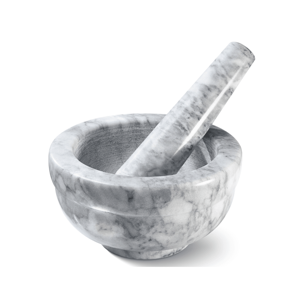 HOME IT Mortar And Pestle Set - Small Grinding Bowl Container For Guacamole, Spices, Salsa, Pesto, Herbs - Best Mortar And Pestle Spice And Pills Crusher Set, Holds Up To 3oz - 3.75 And 4.5x2 Inch, Marble Gray