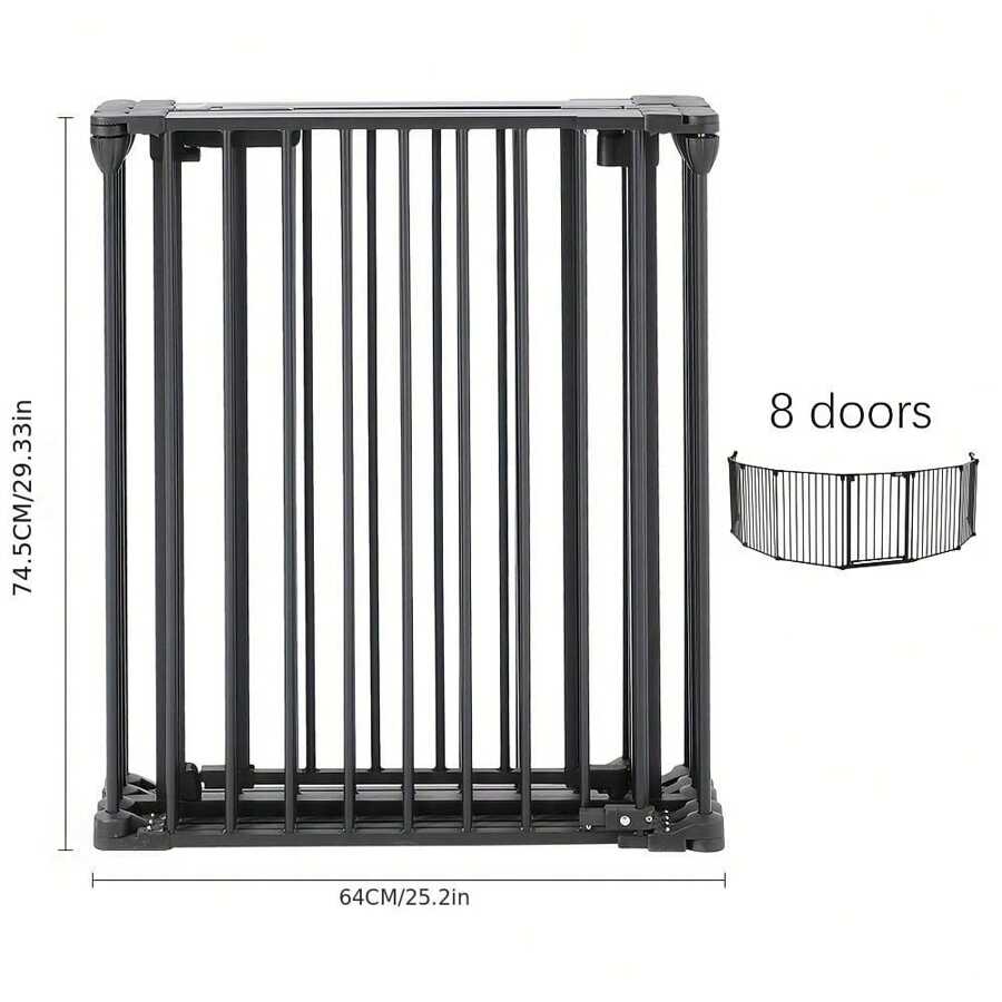 Large Iron Security Gate Bars Folding Pet Gate Metal Iron Freestanding