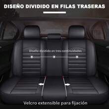 Funda de asiento universal, 5 asientos, incluye reposacabezas, funda para coche, funda de asiento de piel sintética, funda de asiento envolvente, universal para todas las estaciones, funda de asiento transpirable, adecuada para sedanes, camionetas, SUV, filas delanteras y traseras, funda de asiento negra, buena textura, festivales, regalos, modificaciones, protección del asiento, autopartes, Día del Padre, comodidad y lujo en los desplazamientos diarios, accesorios para el interior del coche - Negro - Ver 3