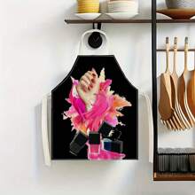 1 件 3D 图案亚麻围裙，适合家庭烹饪、厨房穿着和烹饪爱好者 - 彩色 - 查看 4