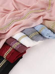 Nuovo arrivo Sciarpa ricamata a mano in perle e chiffon, hijab , copricapo per Medio Oriente e Africa