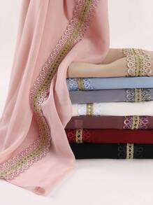 Nuovo arrivo Sciarpa ricamata a mano in perle e chiffon, hijab , copricapo per Medio Oriente e Africa