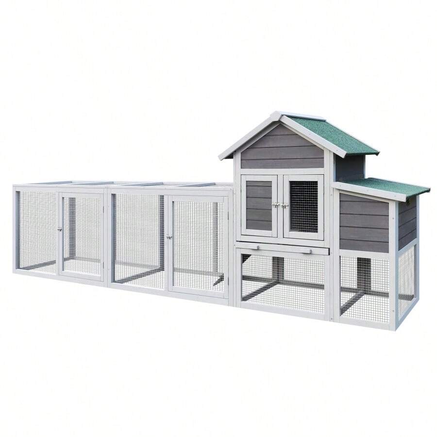 122" Large Gray Wood Chicken Coop Hen House Pet Rabbit Hutch Wooden Pet