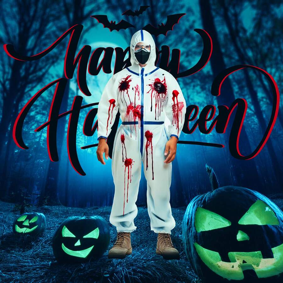 2 PACK DIY Scary Biohazard Suit For Halloween Costumes Includes