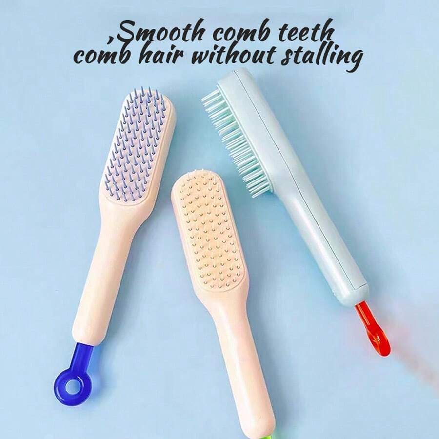 Peine retráctil antiestático, peine de masaje suave del cabelludo para mujeres, cepillo de limpieza del cabello de un clic, peine desenredante peines peine pelo cepillo pelo de peines cepillo pelo - Multicolor - Ver 1