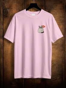 T-Shirt Shirt Cat Cute Kitten Meme No Ref 2102 VEST NERD - Màu Hồng baby - Xem 1