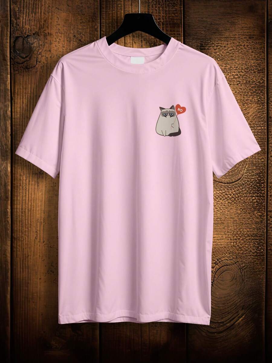 T-Shirt Shirt Cat Cute Kitten Meme No Ref 2102 VEST NERD - Màu Hồng baby - Xem 1