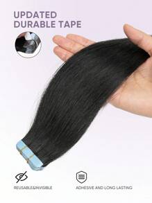 20pcs Tape-In Hair Extensions, Real Human Hair, 14-22 Inches, Painless Double-Sided Tape-In, Invisible Tape-In Hair Extensions, Straight, Suitable For Party, Halloween Costumes - S1B - View 6