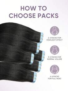 20pcs Tape-In Hair Extensions, Real Human Hair, 14-22 Inches, Painless Double-Sided Tape-In, Invisible Tape-In Hair Extensions, Straight, Suitable For Party, Halloween Costumes - S1B - View 7