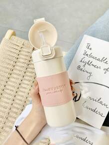 高品质学生保温水瓶，带吸管，男女通用，耐热，简约清新日式风格，适合女性返校 - 彩色 - 查看 14