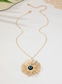 A 2024 European And American Cross-Border Jewelry Fashion Devil's Eye Necklace, Earrings, Bracelets, Rings, Metal Hollow Flower Necklaces, Women's Runway Style Elegant Set