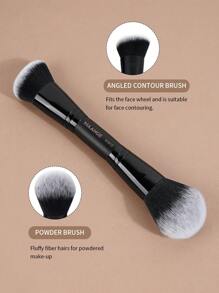 MAANGE 2pcs Twin Head Makeup Brush Set With Blush Brush Foundation Brush Finishing Brush Loose Powder Brush Makeup Tools For Traveling