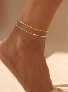 1PC S925 Sterling Silver Water Wave Chain Ankle Chain For Women, Perfect For Daily Wear Send To Mother, Send To Sisters, Send To Girlfriend, Christmas Gift