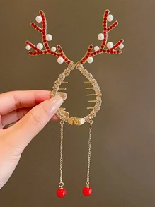 1 Kẹp tóc tua rua ngọc trai giả hình gạc hươu dễ thương thời trang - Thích hợp cho tiệc Giáng sinh, tụ họp ngày lễ, năm mới, hẹn hò và mặc hàng ngày, phụ kiện tóc - Nhiều màu - Xem 4