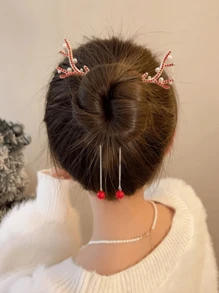 1 Kẹp tóc tua rua ngọc trai giả hình gạc hươu dễ thương thời trang - Thích hợp cho tiệc Giáng sinh, tụ họp ngày lễ, năm mới, hẹn hò và mặc hàng ngày, phụ kiện tóc - Nhiều màu - Xem 3