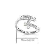 (1pc) Glass Rhinestone Inlay Cross Ring With Engraved 'I Can Do All Things' - Fashionable Zinc Alloy Religious Jewelry Gift For Women And Girls Over 15 - Unplated Jesus Themed Ring
