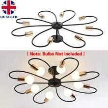 Modern LED Ceiling Light Metal Flower Chandelier Retro Pendant Lamp Living Room - Black - View 1