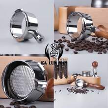 1 件意大利浓缩咖啡萃取手柄/咖啡手柄/咖啡工具，无底部，304 不锈钢，2 个凸耳，58 毫米内径，天然黑檀木手柄，通用，适合 GAGGIA 型号：Baby/Carezza/Classic/Espresso/Deluxetebe/Evolution Espresso/New Baby/Baby06 Classic/Baby Dosata/New Espresso06 等。 - 銀色 - 查看 7