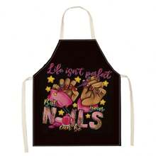 1 件 3D 图案亚麻围裙，适合家庭烹饪、厨房穿着和烹饪爱好者 - 彩色 - 查看 13