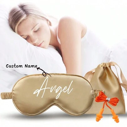 3pcs/Set Customized Eye Mask Set, Personalized Name Sleep Mask, Suitable For School, Office, Travel, Bachelorette Party, Female Birthday & Christmas Gifts