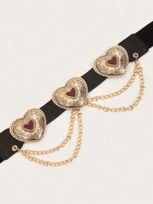 1pc Women's Elastic Waist Belt With Heart-Shaped Buckle Halloween Valentine's Day Summer, School