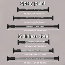 FEPK 1pc Stainless Steel Telescopic Rod, Multi-Functional Shower Curtain Pole, Wardrobe Hanging Rail, Shoe Rack Storage Pole, Dorm Room Extendable Pole, No Drilling Shower Curtain Rod, Adjustable Clothes Drying Rail, Crossbar Shelf Rack, Curtain Pole For Doors, Balcony & Windows, Bathroom Accessories Home Bathroom Decor Fall Decor Back To School - Black - View 4