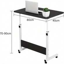 Height Adjustable Mobile Table 80 * 40 Cm -(70-90) Cm Standing Height Adjustable Laptop Desk Standing Portable Side Table Bed Table Sofa Table (Black) - Black - View 3