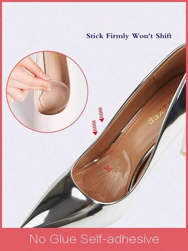Self-Adhesive Silicone Forefoot Pads, Women's High Heel & Sandal Anti-Slip Soft Cushion Insole, Half-Size Inserts For Loafers & Leather Shoes, Trimmable