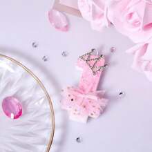 3D Creative Pink Crown Dress Birthday Digital Candle Cute Birthday Party Cake Decoration