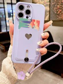 Fashionable New Sprayed Oil Slot Metal Heart Shaped TPU Shockproof Phone Case Cover Compatible With IPhone 11/12/13/14/15/16/17 Pro/Max - Purple - View 6