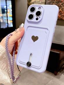 Fashionable New Sprayed Oil Slot Metal Heart Shaped TPU Shockproof Phone Case Cover Compatible With IPhone 11/12/13/14/15/16/17 Pro/Max - Purple - View 3