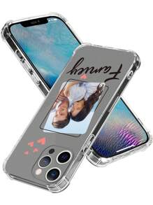 Walentynki Dostosowane Odporne Na Wstrząsy Grube Przezroczyste Serce Ramka Na Zdjęcia Etui Na Telefon Kompatybilne Z Samsung S23/S24 Ultra, A15 Lub IPhone 12/13/14/15 Pro Max Ślub