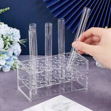 1pc 18 Sockets Acrylic Clear Test Tube Rack Transparent Acrylic Test Holder Rack Centrifuge Tube Holder Labortory Display Stands Lab Supplies 16mm Diameter For Test Tubes Chemistry Laboratory
