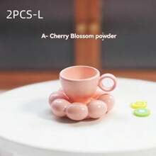 2件套迷你陶瓷杯、迷你咖啡杯碟、微缩场景娃娃屋配件、创意造型迷你咖啡杯、花碟装饰玩具、北欧风Ins流行马卡龙系列咖啡杯、向日葵咖啡陶瓷杯碟 - 彩色 - 查看 17