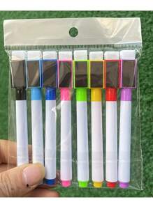 8/16-Color Bag Washable Color Core Black Core Whiteboard Pen With Brush Water-Based Erasable Pen,Back To School