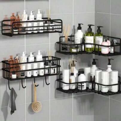 1 chiếc kệ đựng đồ nhà tắm không cần khoan, giá treo tường đựng đồ dùng phòng tắm, dầu gội, đồ trang trí nhà bếp, phòng tắm, trang trí mùa thu, phụ kiện phòng tắm cho mùa tựu trường