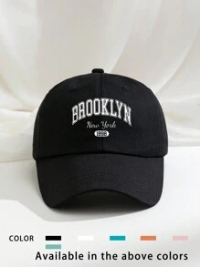 1pc BROOKLYN New York 1898 Boné de beisebol impresso, chapéu de golfe ajustável respirável para mulheres e homens, aba curva da moda Y2K para casal - imprimir - Ver 1