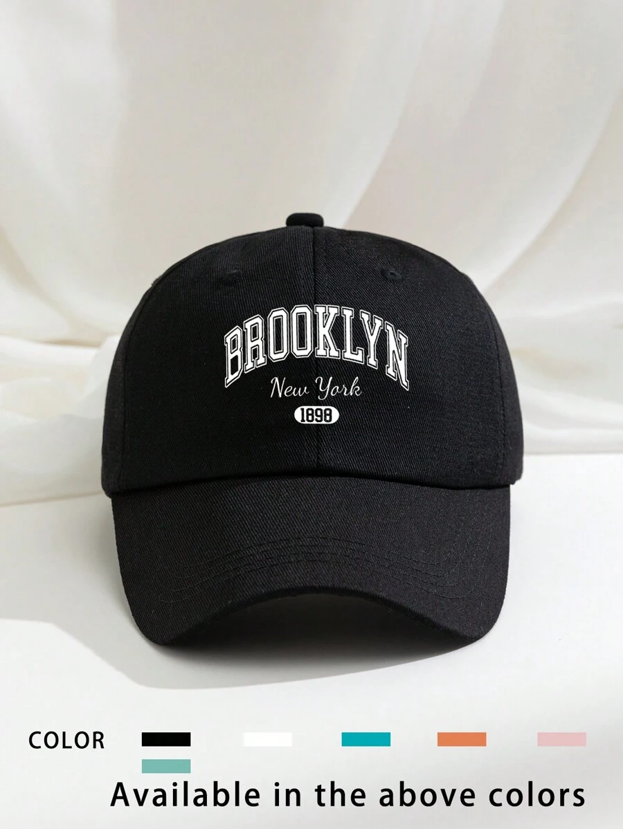 1pc BROOKLYN New York 1898 Boné de beisebol impresso, chapéu de golfe ajustável respirável para mulheres e homens, aba curva da moda Y2K para casal - imprimir - Ver 1