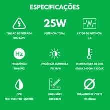 Kit 5 25w Led Ceiling Panel Overlay Square Round Light Fixture Cold White Warm White - 冷白方塊 - 查看 7