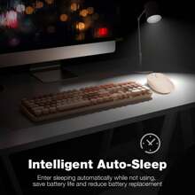 MOFII Combo clavier et souris sans fil MOFII, clavier sans fil rétro avec touches rondes, souris sans fil mignonne pour Windows, ordinateur, bureau, PC, ordinateur portable
