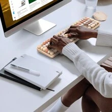 MOFII Combo clavier et souris sans fil MOFII, clavier sans fil rétro avec touches rondes, souris sans fil mignonne pour Windows, ordinateur, bureau, PC, ordinateur portable