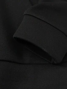 女士定制图案抓绒连帽衫，黑色秋冬卫衣，可印制您家人/朋友/情侣/宠物照片，上传您自己的自拍/全家福/风景照进行定制图案设计，定制女士卫衣，尽显魅力 - 黑色 - 查看 5