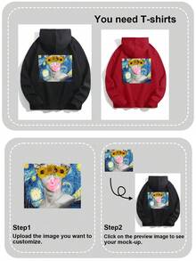 女士定制图案抓绒连帽衫，黑色秋冬卫衣，可印制您家人/朋友/情侣/宠物照片，上传您自己的自拍/全家福/风景照进行定制图案设计，定制女士卫衣，尽显魅力 - 黑色 - 查看 4