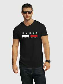 Paris Dream Men's T-Shirt 100% Cotton - màu đen - Xem 1