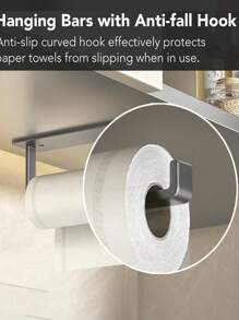 Giá treo khăn giấy nhà bếp, Giá treo giấy cuộn tủ bếp gắn keo, Lưu trữ màng bọc thực phẩm, Khăn lau không cần khoan - Nhiều màu - Xem 4