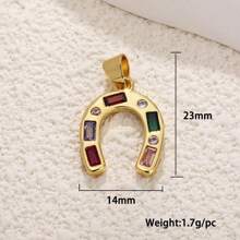 Delicado collar con colgante en forma de herradura de circonita, accesorios de joyería DIY para mujeres, colgante de cobre chapado en oro con circonita colorida, pulsera de , regalo para novia, amiga