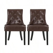 CHENEY DINING CHAIR - KD MP2(Set Of 2) - 深棕色+PU如圖 - 查看 2