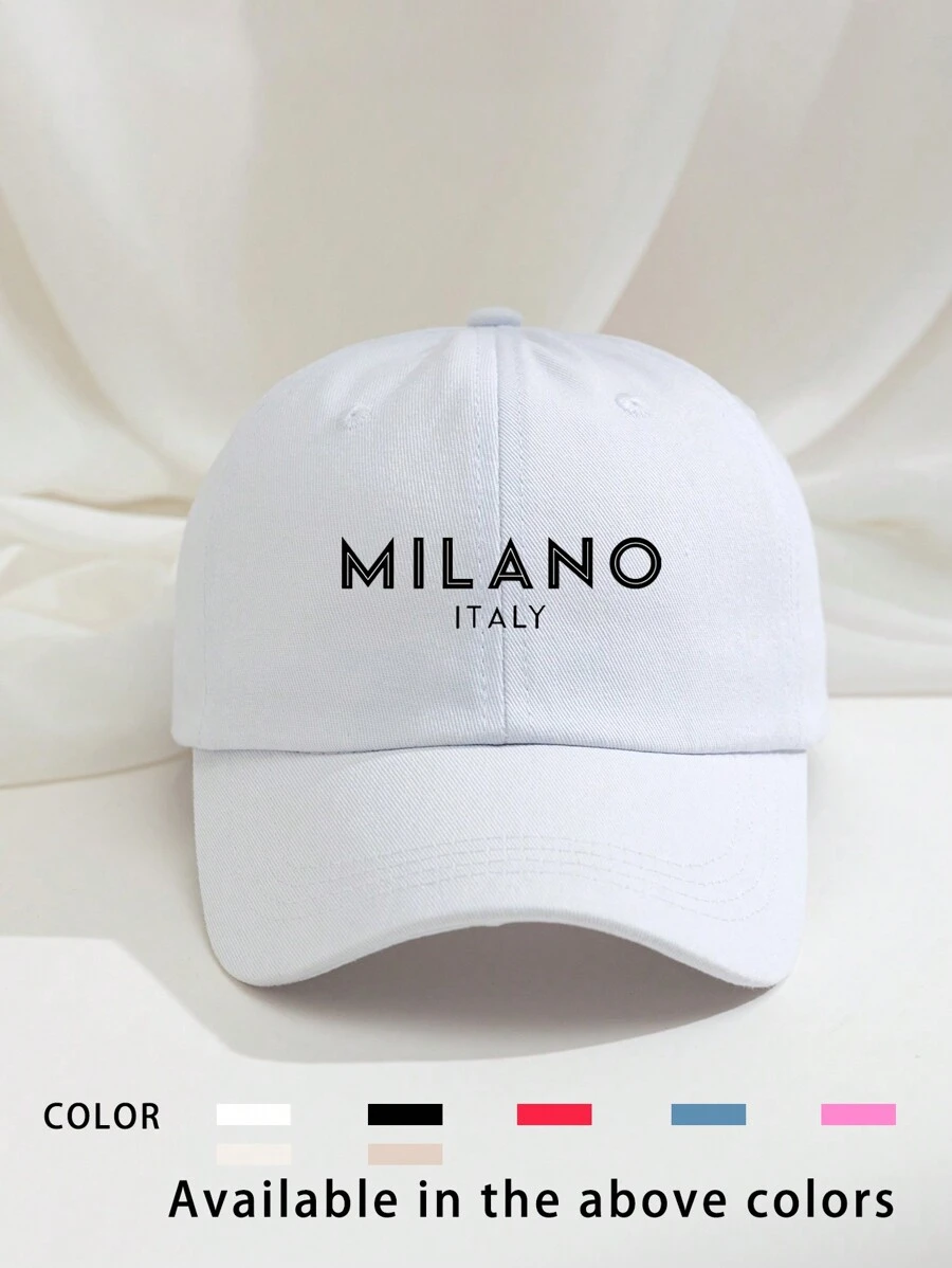 1 件刺绣“MILANO”泰迪羊毛棒球帽，透气可调节高尔夫太阳帽，时尚弧形帽檐太阳帽，男女皆宜，适合所有季节